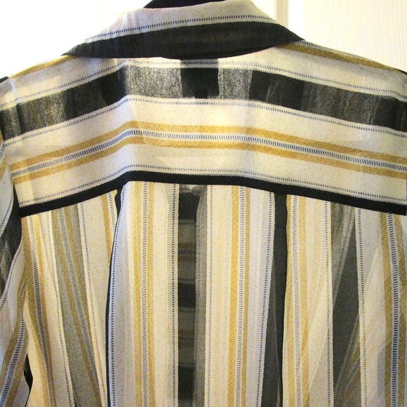 CAbi BOLD STRIPED CROPPED BLOUSE SHEER SIZE MEDIUM - Picture 5 of 5